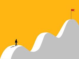 Challenge your abilities. Businessman walks towards goal of success vector
