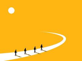 Business turning point. Businessman team walking on the final turn vector
