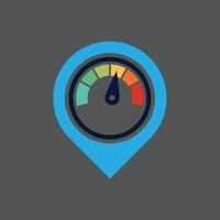 Speedometer and map pointer logo combination. vector