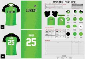 green light jersey design with techpack and pattern vector