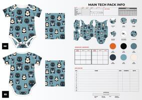 baby jumper template design with technical pack vector