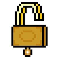 Padlock key in pixel art style vector
