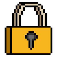 Padlock in pixel art style vector