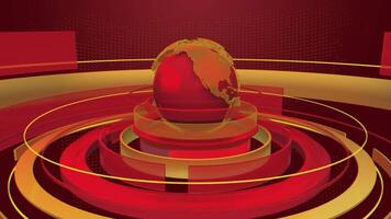 ABSTRACT 3D MODERN RED YELLOW NEWS BACKGROUND ANIMATION WITH DIGITAL WORLD MAP GRAPHIC BROADCAST PROGRAM LOOP video