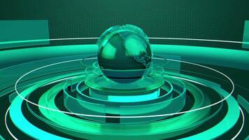 ABSTRACT 3D MODERN GREEN NEWS BACKGROUND ANIMATION WITH DIGITAL WORLD MAP GRAPHIC BROADCAST PROGRAM LOOP video