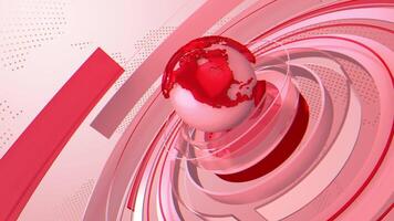ABSTRACT 3D MODERN RED NEWS BACKGROUND ANIMATION WITH WORLD MAP GRAPHIC BROADCAST TELEVISION LOOP video