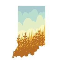 Indiana State Icon with Cornfield and Cloudy Sky is perfect for print, apparel, sticker, etc vector