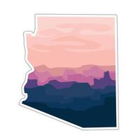 Arizona Outline Map With Canyonlands View perfect for print, apparel, etc vector