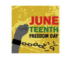 Hands clenched into fists with broken chains. Emancipation Day in America. Juneteenth concept. Flat illustration. vector