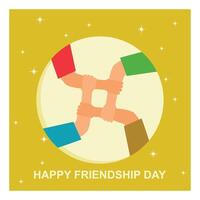 Hands holding each other form a square. Support each other. Friendship Day concept. Flat illustration. vector