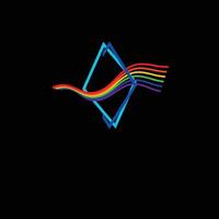 Geometric prism with rainbow waves. vector