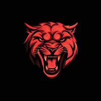 Dark abstract red panther gaming logo. vector