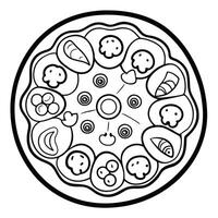 Creative Coloring Page of a Pizza with Delightful Toppings vector
