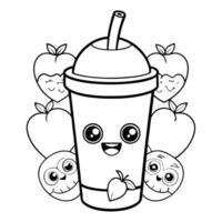 Creative Coloring Page of a Smiling Smoothie Cup vector