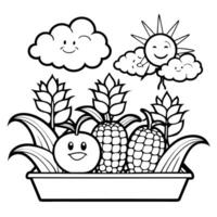 Intricate Coloring Page Depicting a Bountiful Garden Overflowing with Tomatoes vector