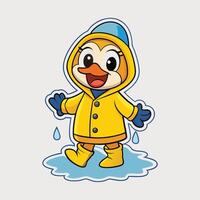 Cheerful Duck in a Raincoat Animated Sticker vector