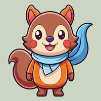 Adorable Animated Squirrel Sporting a Cozy Scarf vector