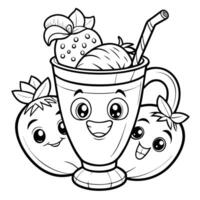 Printable Coloring Page of a Vibrant Smoothie Bar with a Banana Stand vector