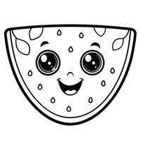 Delightful Coloring Page Depicting a Cheerful Watermelon Slice vector