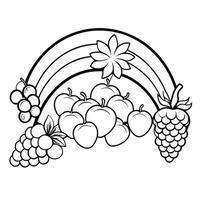 Rainbow Drawing Coloring Page for Kids and Adults with Differently Sized Arches vector