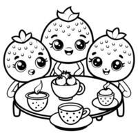 Coloring Page of a Group of Friendly Straws in Various Shapes and Sizes vector