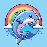 Captivating Sticker of a Joyful Dolphin Leaping from the Sparkling Sea vector