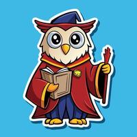 Adorable Sticker of a Wizard Owl with a Friendly Gaze vector