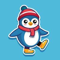 Cartoon Penguin Embracing the Winter with Graceful Ice Skating Skills vector