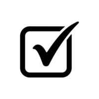 Black check mark icon in box vector