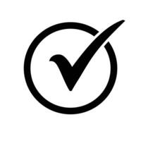 black check mark icon in circle vector