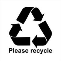 black recycling symbol with text Please recycle vector