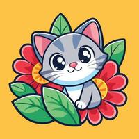 Curious Kitten Peeking Out from Behind a Corner with a Playful Expression vector