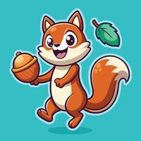 Animated Squirrel Balancing a Giant Acorn with Precision vector