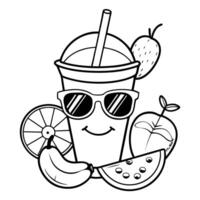 Printable Coloring Page Featuring a Delightful Smoothie Bar with Three Friends vector