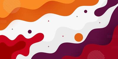 Red, purple and orange geometric business banner design. Creative banner design with wave shapes and lines for template. Simple design on white horizontal banner vector