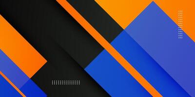 Abstract geometric futuristic background with colorful blue and orange gradient overlap background design. Overlap orange line pattern on black background. vector