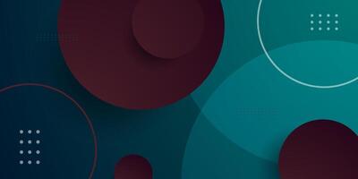 Abstract 3D geometric circle background art design with brown pattern on dark green background vector