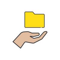 Document and hand icon vector