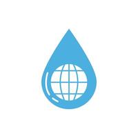 Blue water drop with white globe inside vector