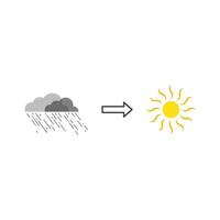 Rain cloud transitioning to sun with arrow vector