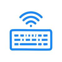 Keyboard and wi-fi icon. Flat design style. Wireless computer keyboard symbol illustration. vector
