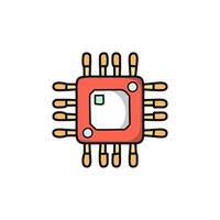 Circuit board icon on white background. Computer microchip illustration. vector