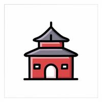 Icon of chinese building in flat style on white background vector