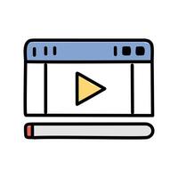 Media player template with play button illustration thick line and fill style icon vector
