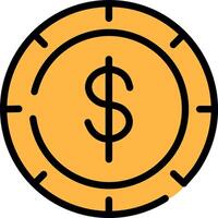 Dollar coin , Money related filled design editable outline icon vector