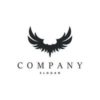 Black silhouette wing logo design concept vector