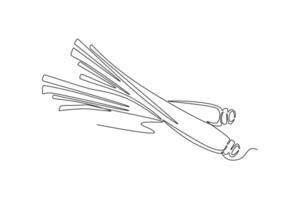 Single continuous line drawing of whole healthy organic lemongrass for farm logo identity. Fresh cymbopogon concept for grass vegetable icon. Dynamic one line draw graphic design illustration vector