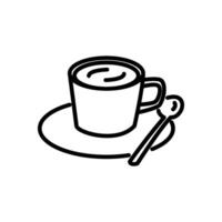 coffee drink in a cup with stirring spoon, line style icon vector