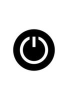 A black and white icon of a power button vector