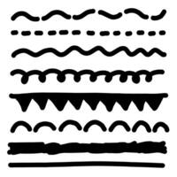 Set of artistic pen brushes. Hand drawn grunge strokes. Doodle lines, various dividers for web sites. vector